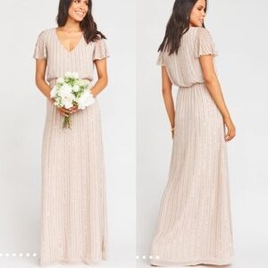 Show Me Your Mumu Flutter Maxi Dress Womens XXL Soft Beige Gown Golden 7